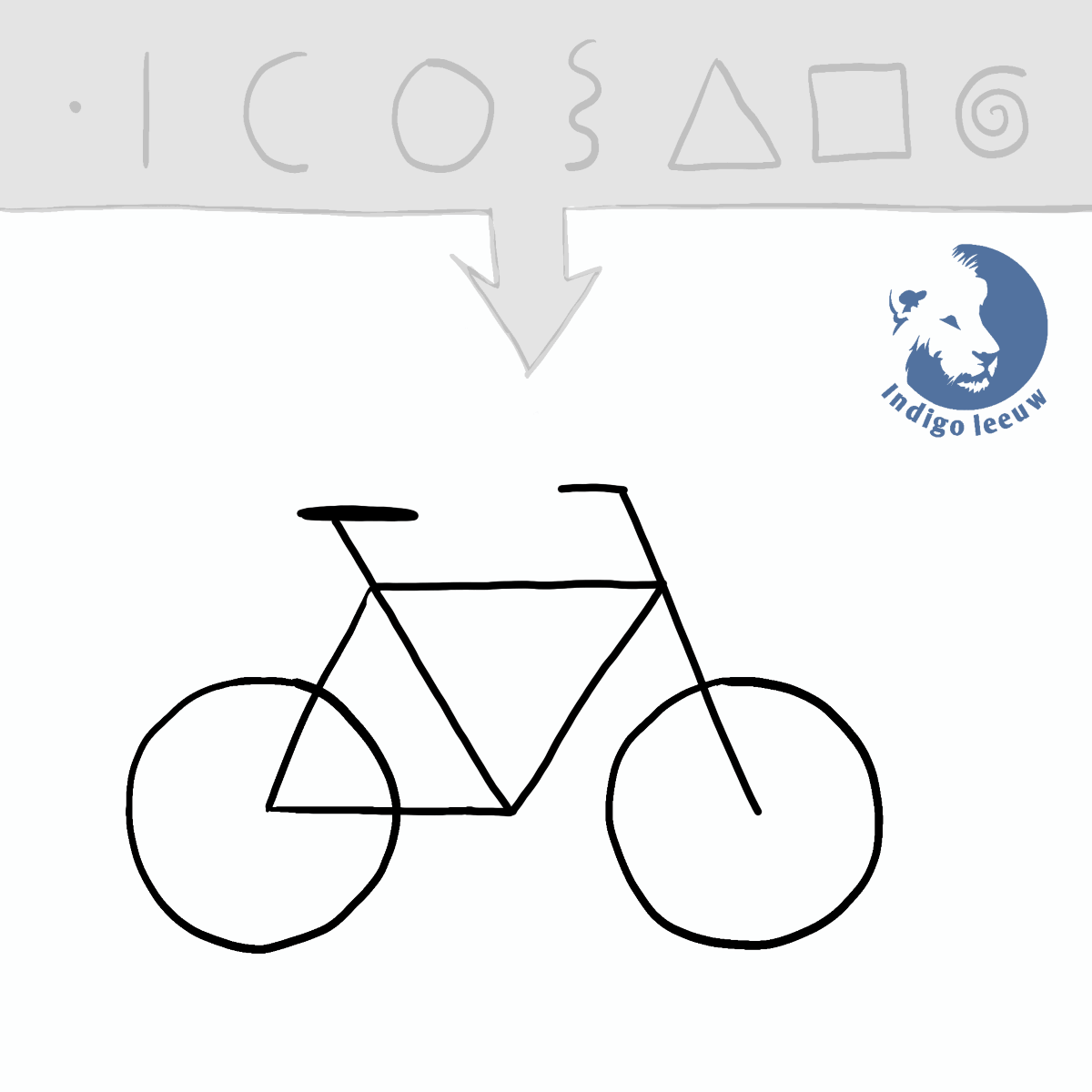 Symbool fiets tekenen in stappen