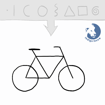Symbool fiets tekenen in stappen visueel