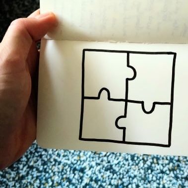 Zakelijk tekenen symbool consistent samenhangen verbonden puzzelstukjes in elkaar vallen